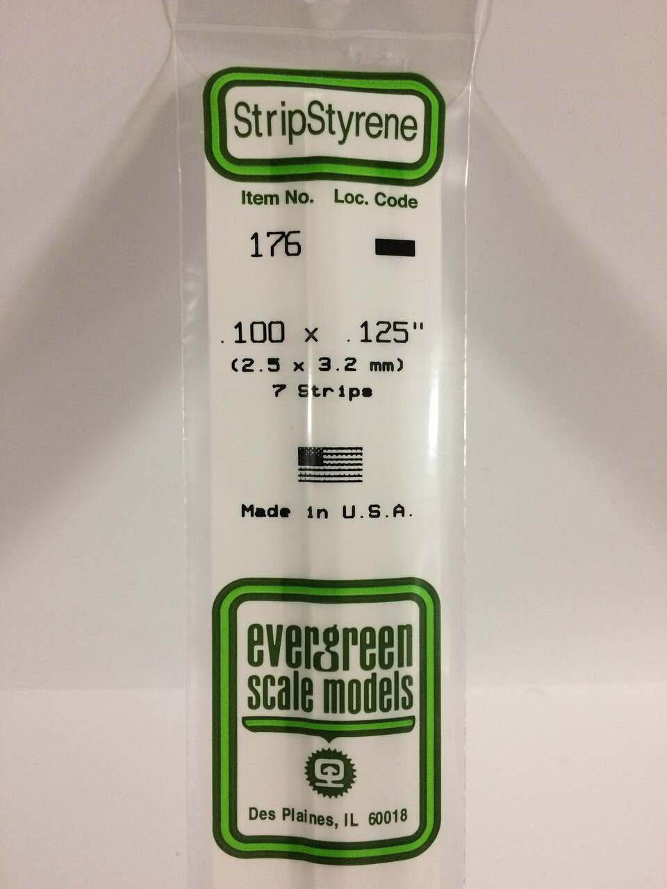 Evergreen Scale Models Strip Styrene .100 x .125 7 176
